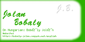 jolan bobaly business card